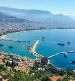 top view of the sea and piers in Alanya.